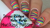 Cute Nail art Rainbow - Water Marble Nail Art Tutorial