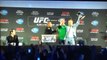UFC fighter Conor McGregor steals Jose Aldos belt at the Dublin Press Conference