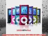 Lonve Red 16GB MP4MP3 Player Music 181 Screen MP4 MusicAudioMedia Player with FM Radio