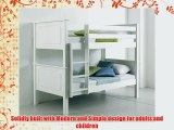 Happy Beds Bunk Bed Vancouver Pinewood White Two Sleeper Quality Solid Pine Wood Frame 3 Single 90 x 190 cm
