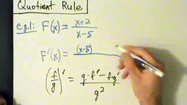 Calculus I - Derivatives - Quotient Rule - Example 1