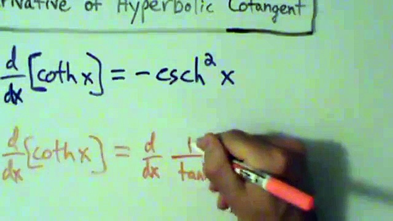 Calculus I Derivative of Hyperbolic Cotangent Function coth(x
