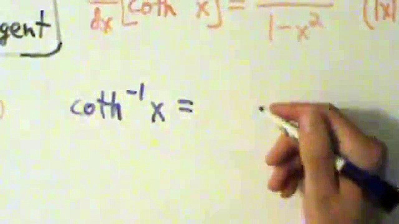 Calculus I Derivative of Inverse Hyperbolic Cotangent Function