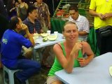 hot sexy vegan girl eating durian in malaysia