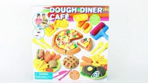 Play doh DINER CAFE SET with pizza, burgers and hotdogs,