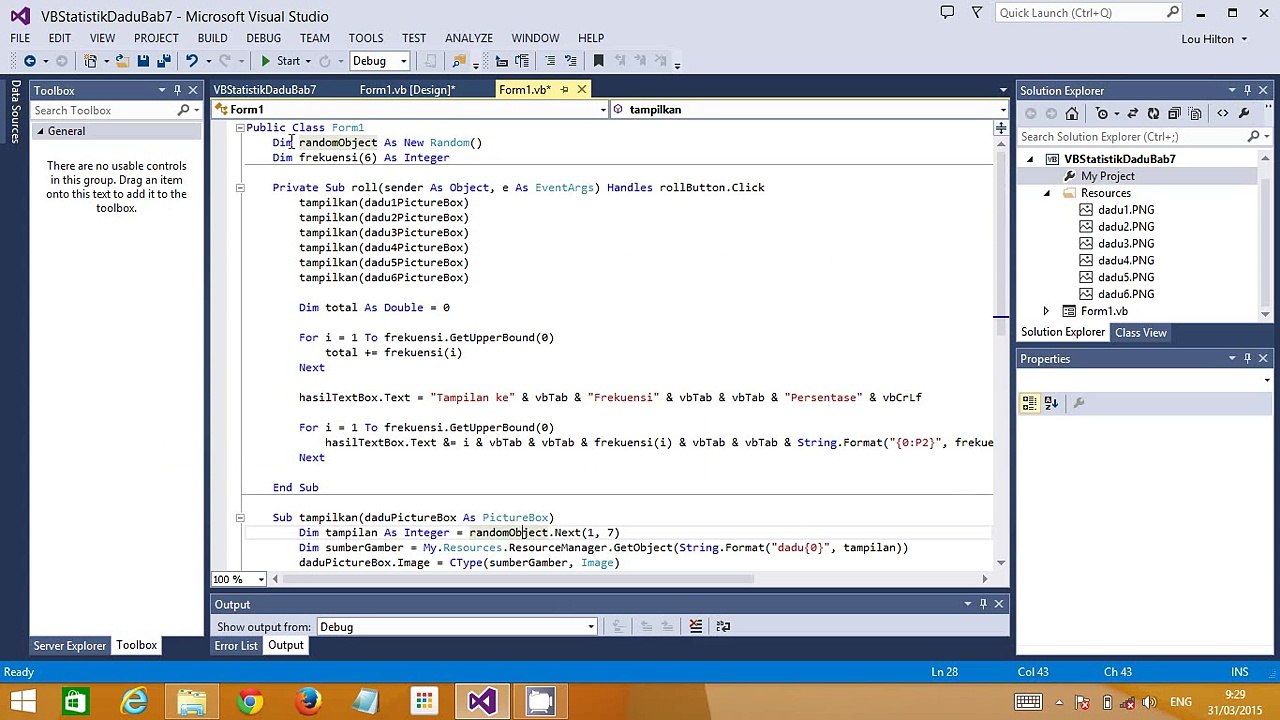Visual Basic-Peluang dadu