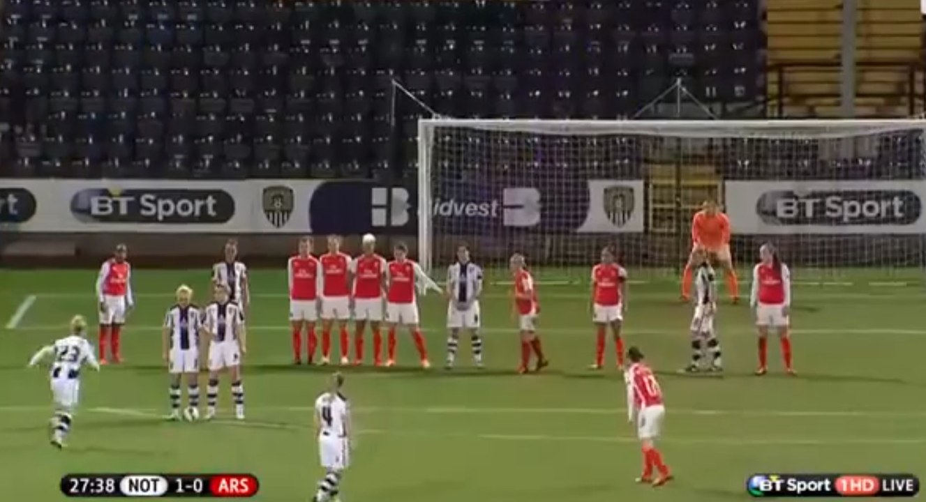 Notts County Ladies score a sublime freaky free-kick to outwit Arsenal Ladies