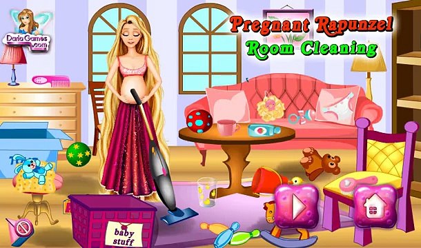 Princess Games - Pregnant Rapunzel Room Cleaning - Pregnant Princess Rapunzel Cleaning game