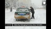 Heavy autumn snow blankets Mohe City, China - no comment