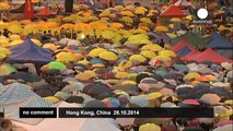 Hong Kong - Protesters silence to help make a noise about tear gas - no comment