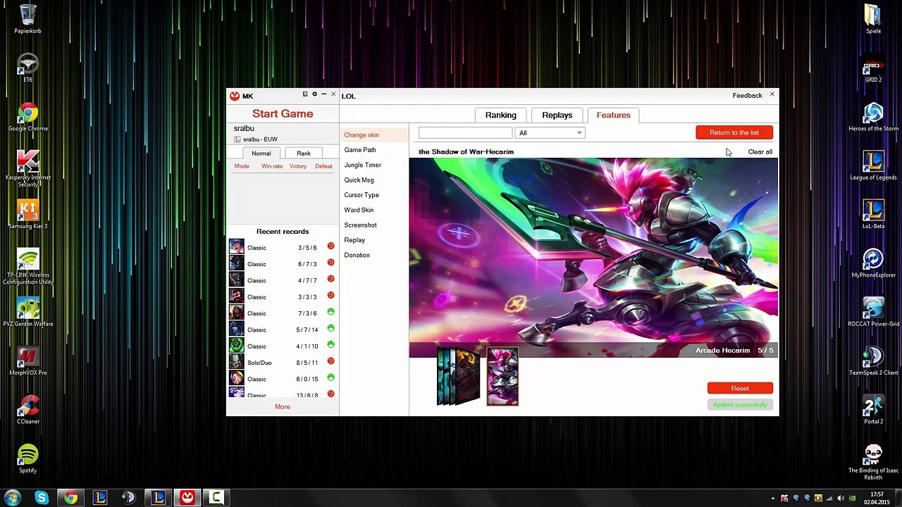 MK-LoL 2.0 Tutorial (Skin-Changer, QuickMsg, Replay, uvm.) | [German]