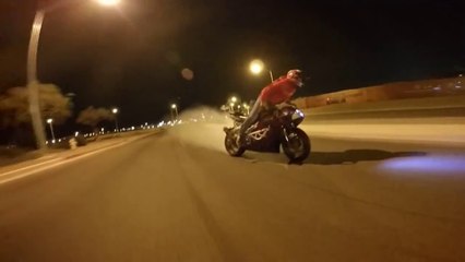 streetbike burnout through Las Vegas streets