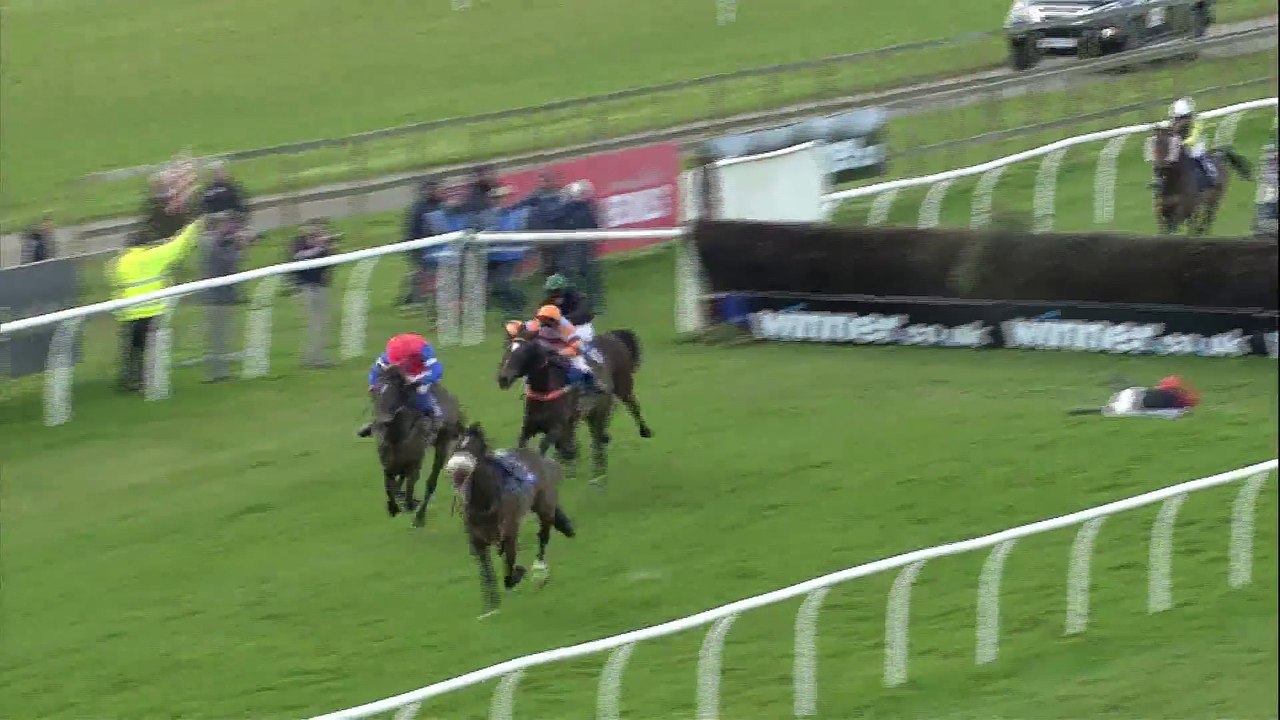 Chute spectaculaire d'un jockey : double frontflip en tombant de cheval et heurtant la haie