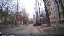 A big massive tree falling on a car in russia