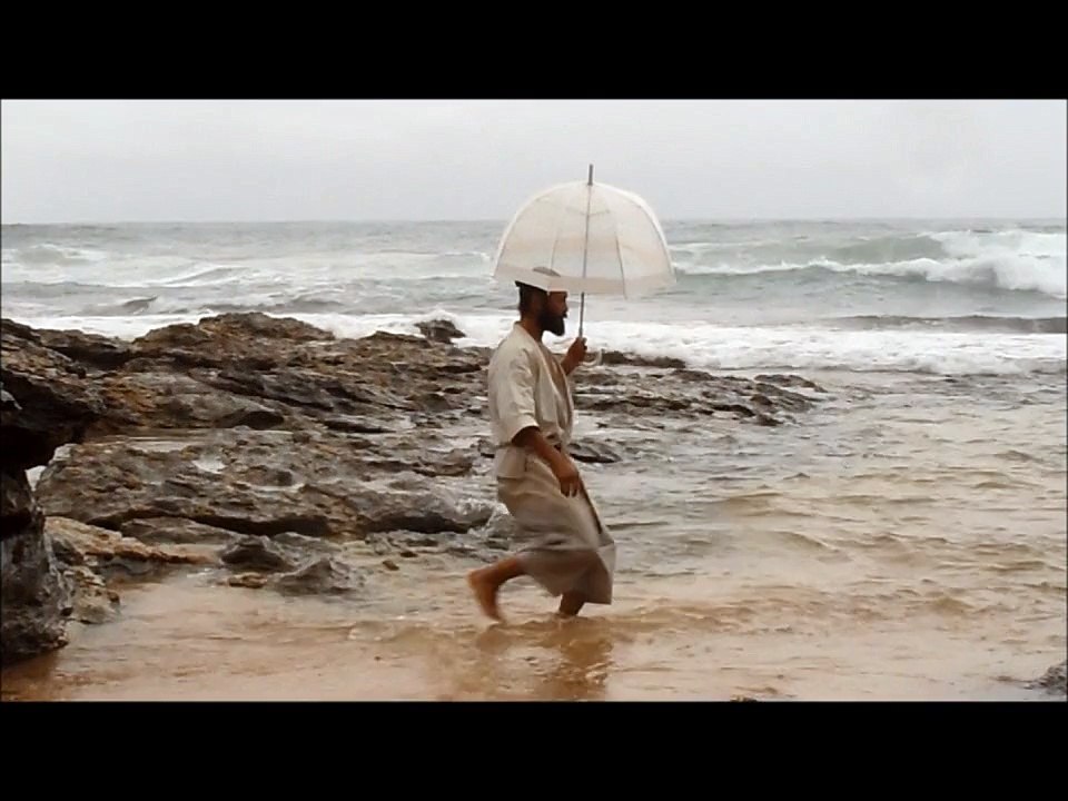 karate - training on the beach