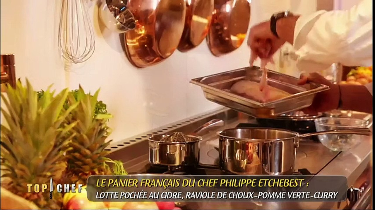 La lotte pochée au cidre et raviole de chou par Philippe Etchebest