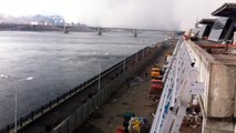Freak snow storm swallows entire Russian bridge