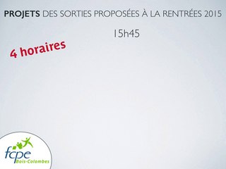 Rentrée 2015 : le projet des modalités de sorties le soir.