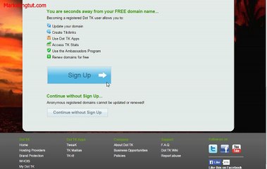 how to get a free dot tk domain