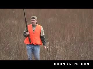hunter catches bird with his bare hands