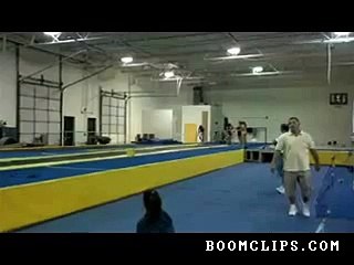 gymnast gets crazy air while flipping
