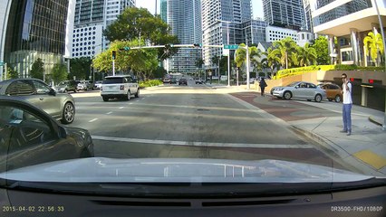 car accident on Brickell ave Miami Downtown April 2nd 2015