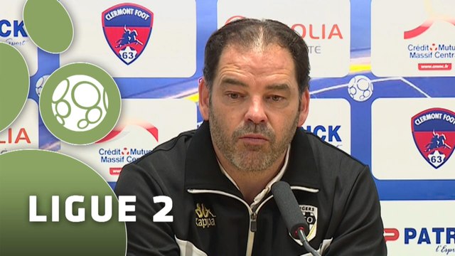 Conférence de presse Clermont Foot - Angers SCO (2-0) : Corinne DIACRE (CF63) - Stéphane MOULIN (SCO) - 2014/2015