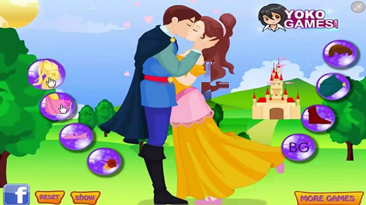 Dress Up Games - Cinderella Kissing Prince - Cinderella Kissing Princess dress up game