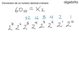 204 Sistemas de numeración Conversión del número decimal 60 a sistema binario