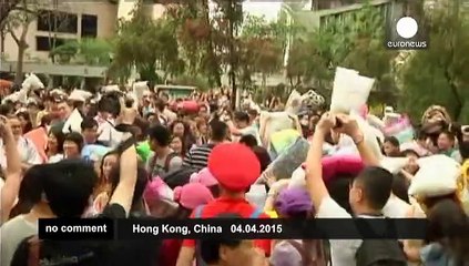 Pillow pandemonium in Hong Kong