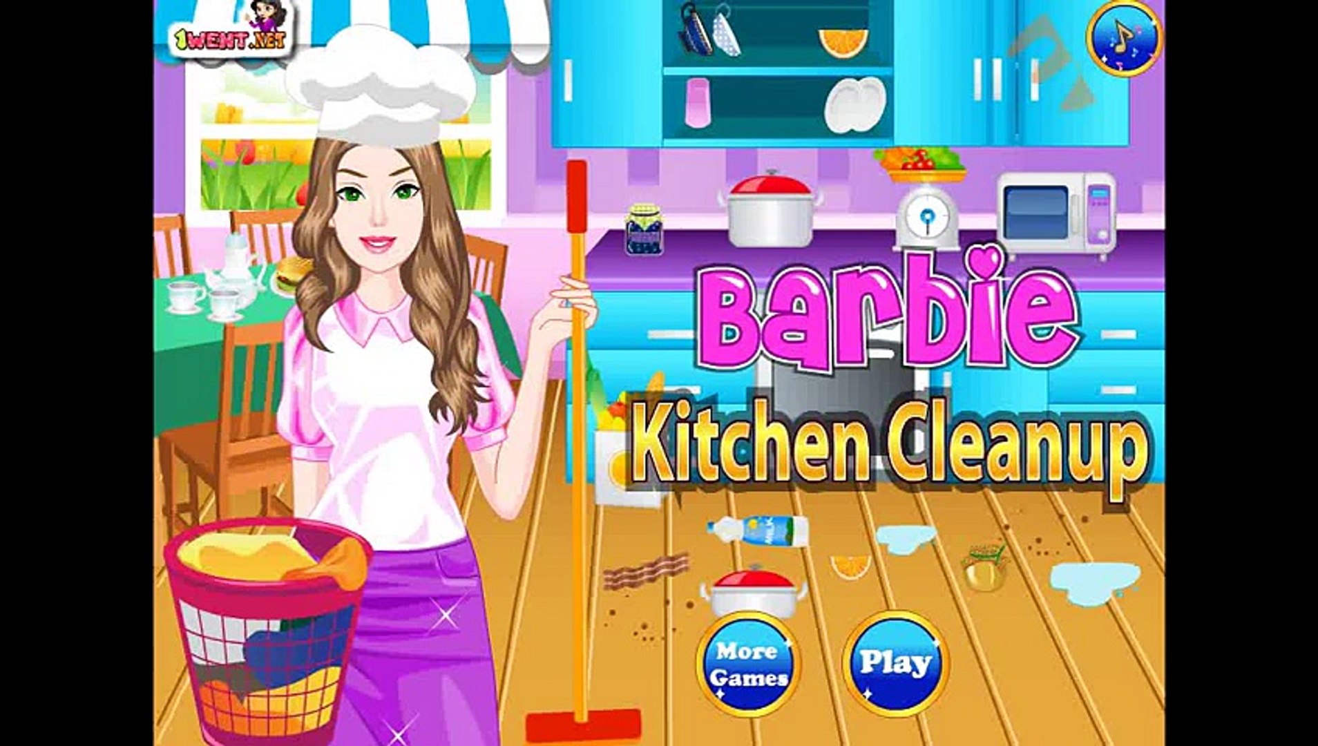 Barbie kitchen clean up Princess Barbie kitchen cleaning game