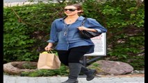Pregnant Jessica Alba Shows Off Baby Bump in Denim Shirt Full HD Video