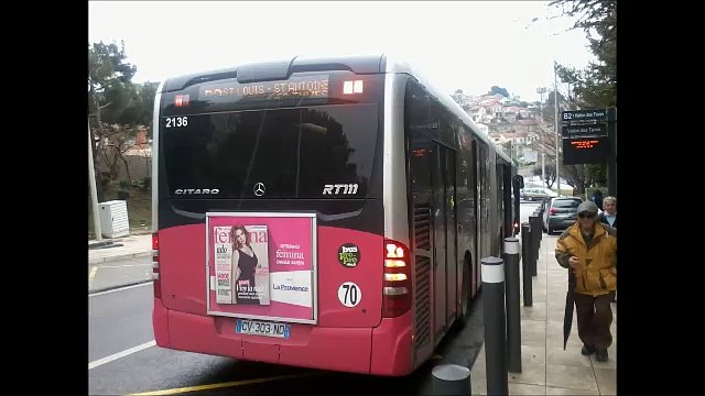 [Sound] Bus Mercedes-Benz Citaro G C2 €5 BHNS TGB n°2136 de la RTM - Marseille sur les lignes B2, 82 et 82 S