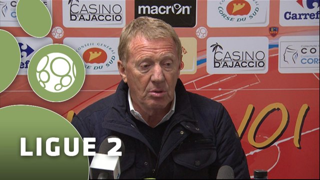 Conférence de presse GFC Ajaccio - Stade Brestois 29 (1-1) : Thierry LAUREY (GFCA) - Alex DUPONT (SB29) - 2014/2015