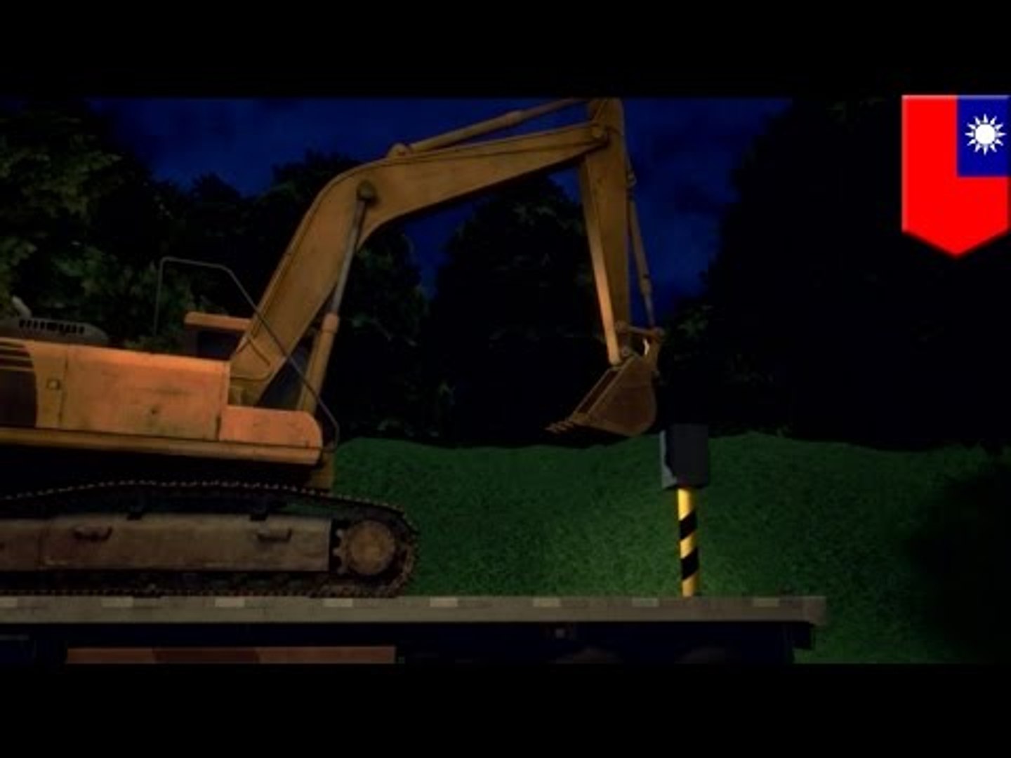 Тайванец обиделся на дорожные камеры и снёс их с помощью экскаватора