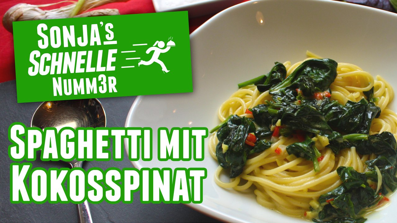 Spaghetti mit kokosspinat - rezept (sonja's schnelle nummer #44)