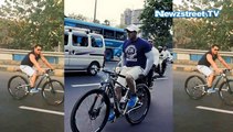 Salman spotted cycling on Mumbai streets