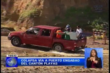 Colapsa vía a Puerto Engabao del cantón Playas