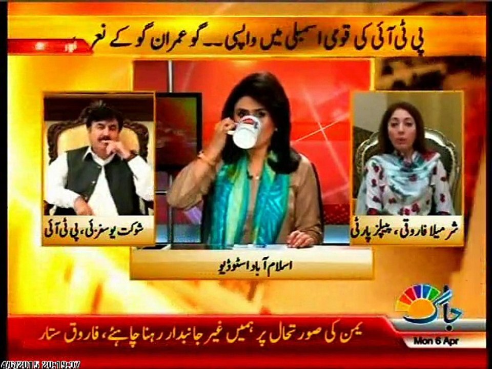 JAAG TV Islamabad Say Tanzeela Mazhar with MQM Ali Raza Abidi (06 April 2015)