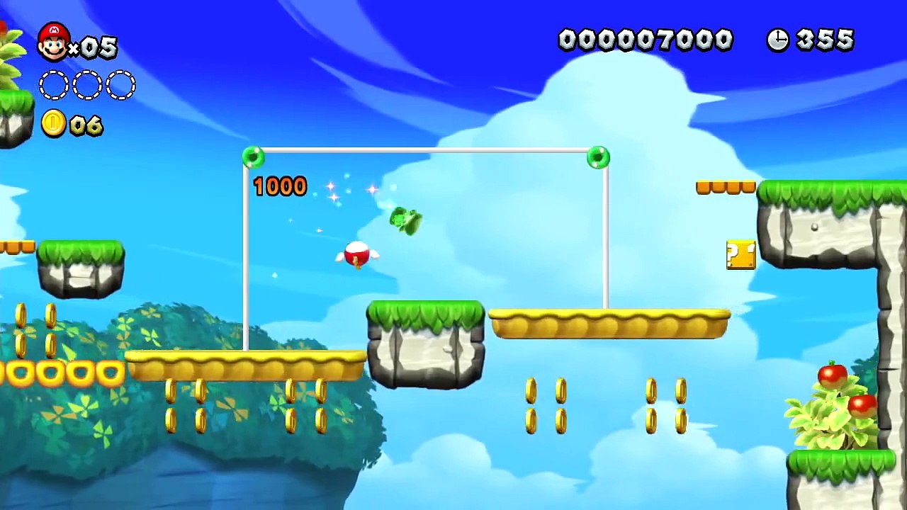 マリオU 「ミントしょとう-3」 スターで飛ぶプクプクを倒して連続1UP