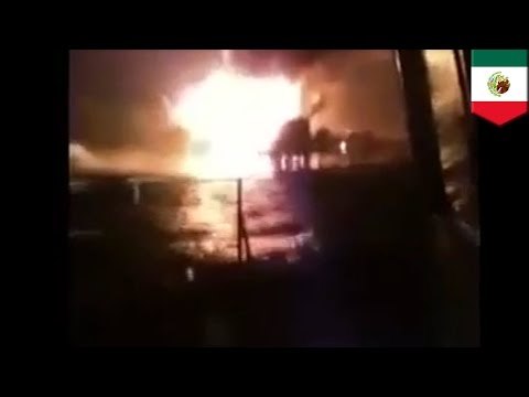 HUGE fire breaks out on Mexican oil platform, four dead as hundreds are evacuated