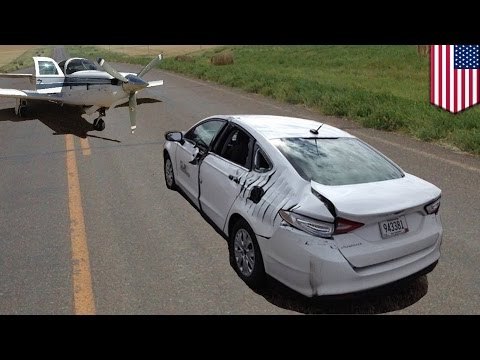 Dramatic escape: Plane lands on car after emergency landing on Minnesota’s Highway 10