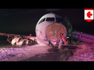 Air Canada plane lost landing gear after hitting power lines and antennae array