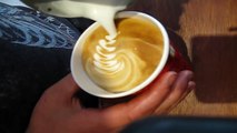 can i have that take away mister barista, haha, (mixed latte art)
