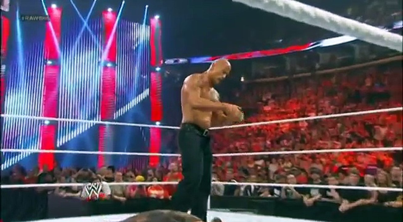 RAW 1000 Off the Air - John Cena and The Rock attacking Big Show !