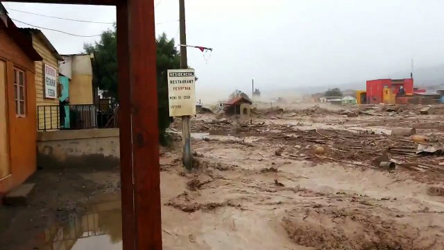 Avalanche of Water And Mud in the Atacama Desert , Chile