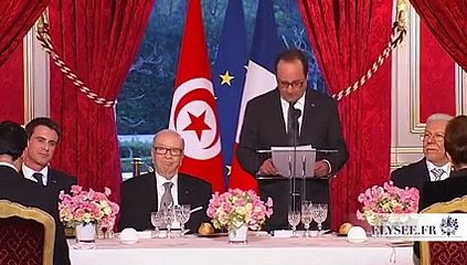 الرئيس الفرنسي فرنسوا  هولند يقول للبجبوج نحن الأول فالعالم والباجي يرد روح رهز