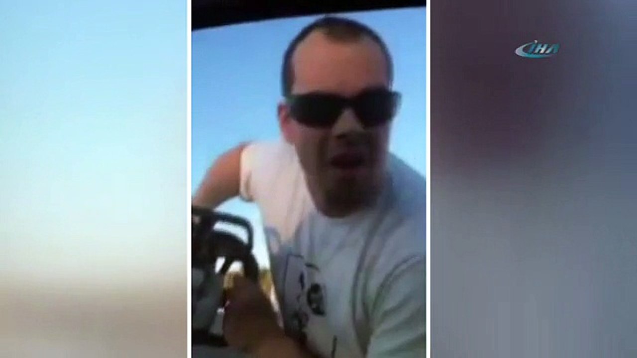 Kadın sürücüye çocuğunun yanında testereli tehdit