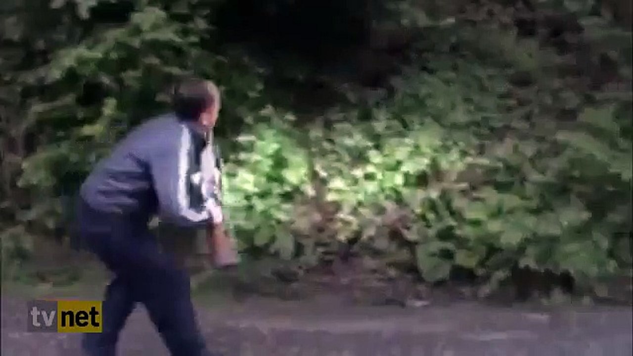 Domuz avlamak için ormanda tur atan avcılar domuz sesleri duyuyor ve büyük bir dikkat ile nişan