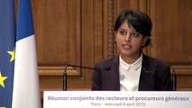 Réunion conjointe des recteurs et des procureurs généraux - Allocution de Najat Vallaud-Belkacem